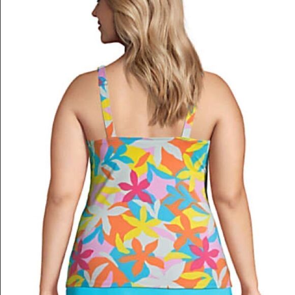 Land’s End Plus Regular size adjustable square neck tankini floral multi Various - Picture 4 of 6